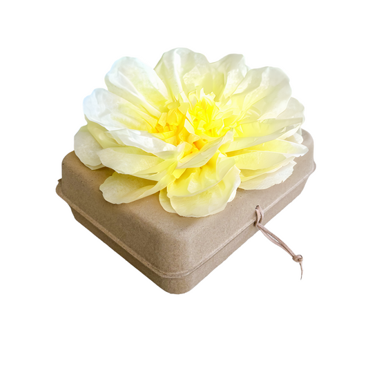 Pachamama Honoring Kit: Biodegradable Urn with Yellow Tissue Paper Flower