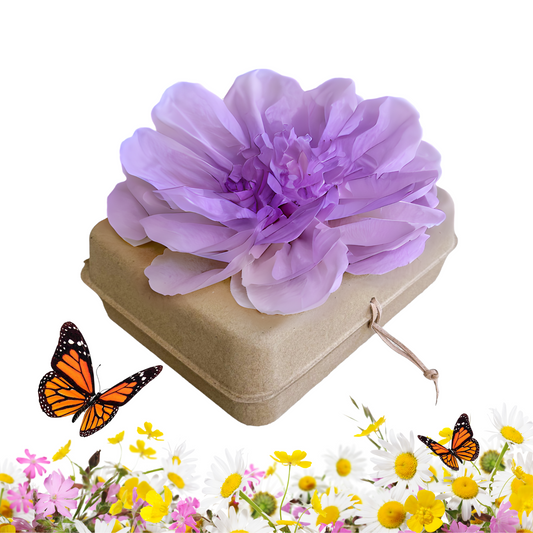 Biodegradable Burial Urn Kit – Lilac Tissue Flower & Butterfly Seeds | Eco-Friendly Tribute