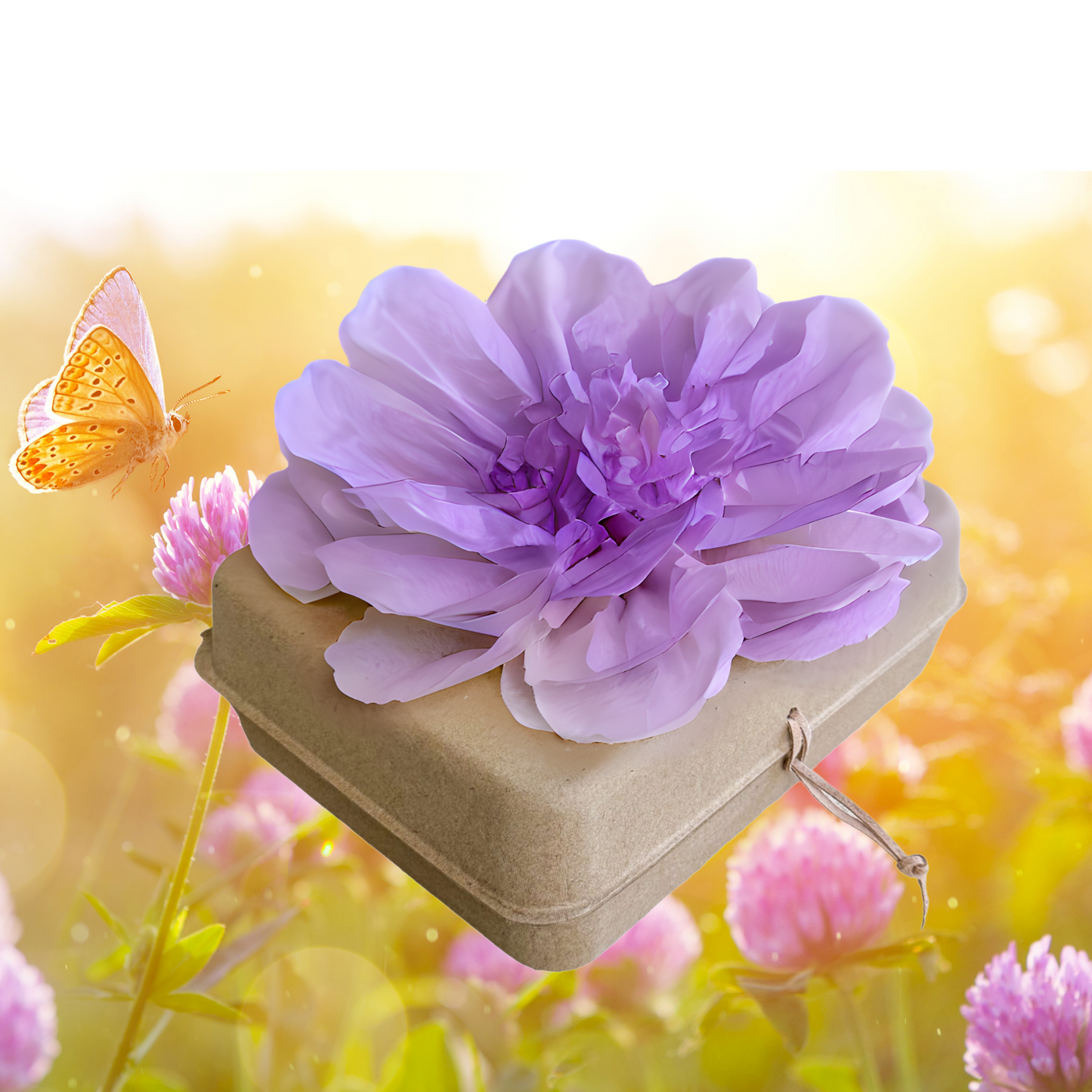 Biodegradable Burial Urn Kit – Lilac Tissue Flower & Butterfly Seeds | Eco-Friendly Tribute