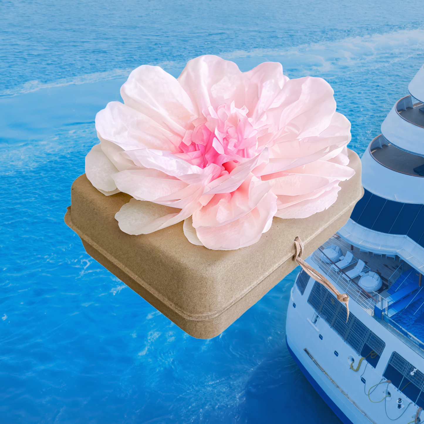 Biodegradable Water Burial Urn Kit – Light Pink Tissue Paper Flower | Cruise Approved with Certificate | Eco-Friendly Ocean Memorial