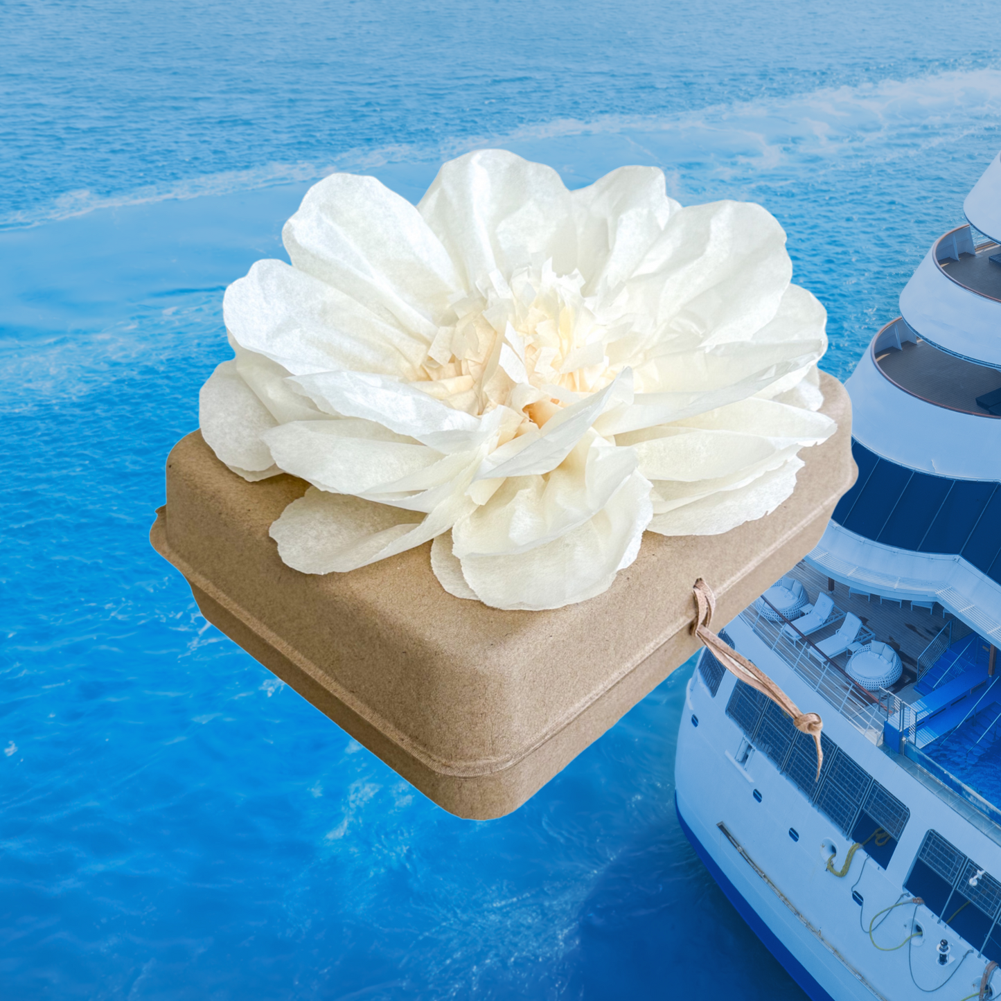 Biodegradable Water Burial Urn Kit – Ivory Tissue Paper Flower | Cruise Approved with Certificate | Eco-Friendly Ocean Memorial