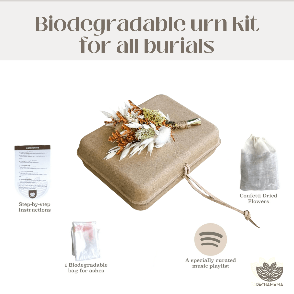Biodegradable Urn with Assorted Dried Flowers – A Loving Tribute Pachamama