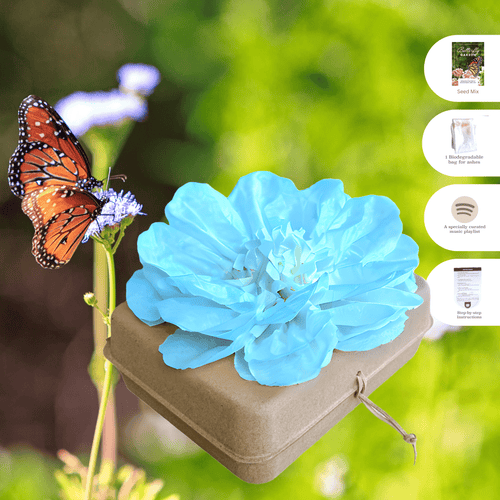 Biodegradable Burial Urn Kit – Light Blue Tissue Flower & Butterfly Seeds | Eco-Friendly Tribute Biodegradable urns Pachamama Tributes