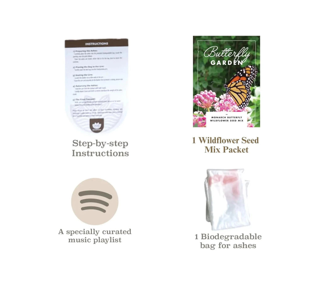 Biodegradable Burial Urn Kit – Natural / Ivory Tissue Flower & Butterfly Seeds | Eco-Friendly Tribute Biodegradable urns Pachamama Tributes