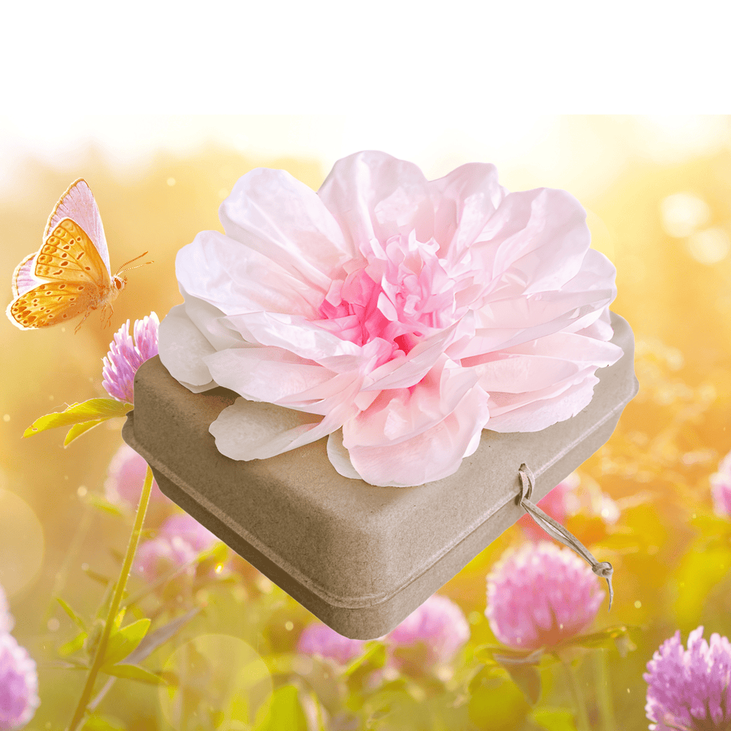 Biodegradable Burial Urn Kit – Pink Tissue Flower & Butterfly Seeds | Eco-Friendly Tribute Biodegradable urns Pachamama Tributes