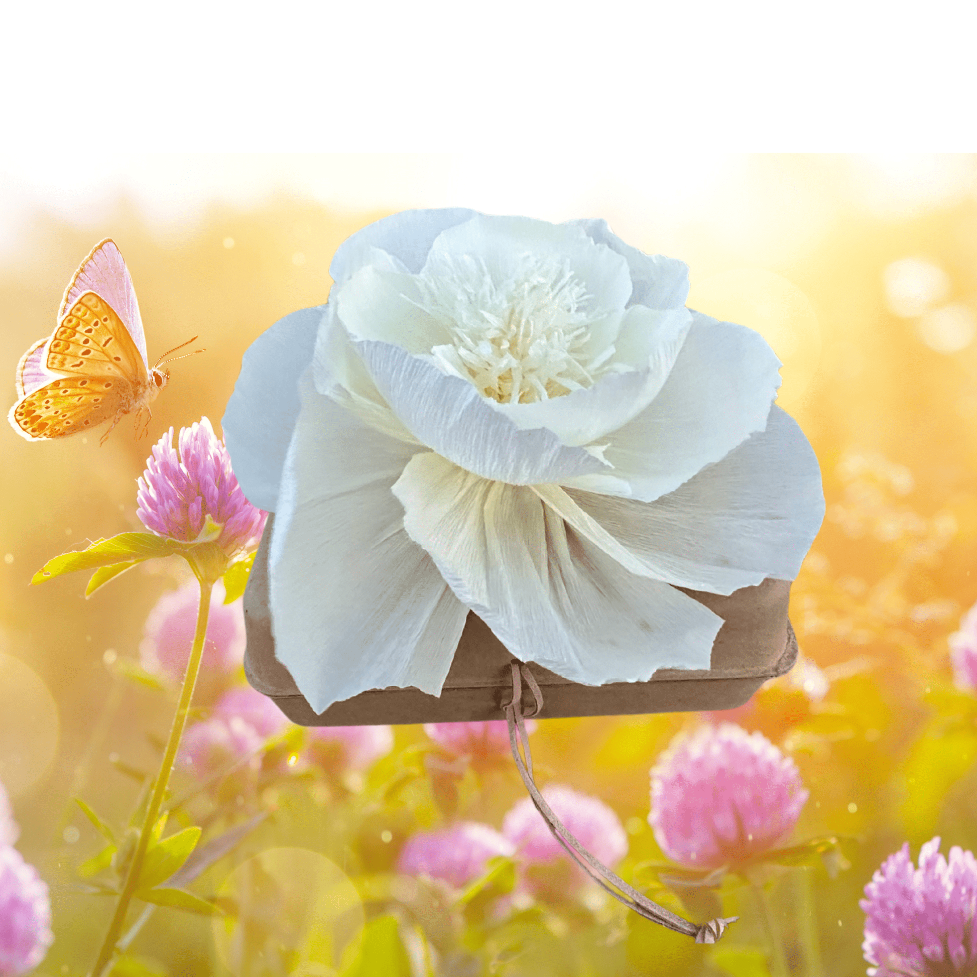 Biodegradable Burial Urn Kit – White Crepe Paper Flower & Butterfly Garden Seeds | Eco-Friendly Tribute Biodegradable urns Pachamama Tributes