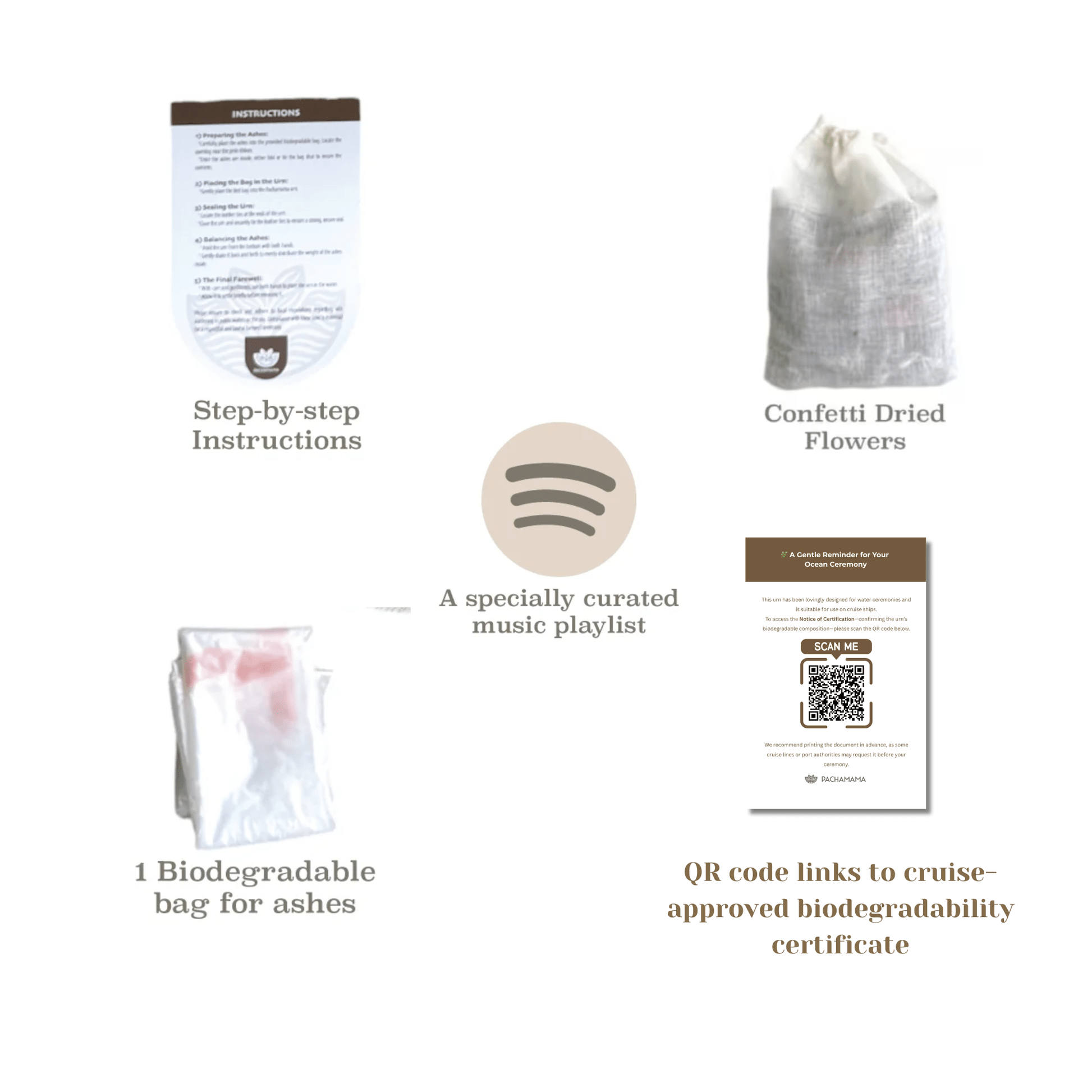 Biodegradable Water Burial Urn Kit – Ivory Tissue Paper Flower | Cruise Approved with Certificate | Eco-Friendly Ocean Memorial Biodegradable urns Pachamama Tributes