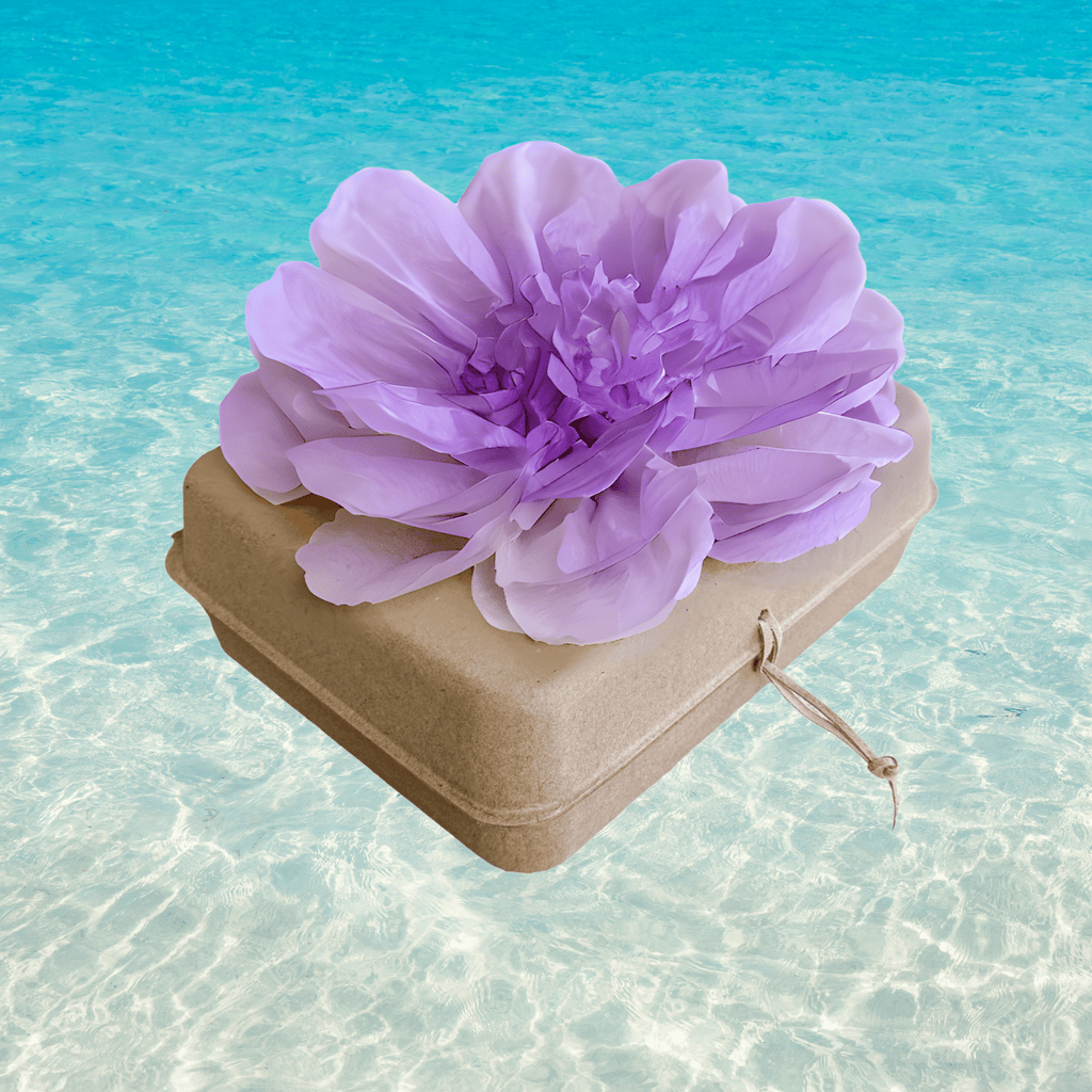 Pachamama Honoring Kit: Biodegradable Urn with Lilac Tissue Paper Flower Biodegradable urns Pachamama Tributes