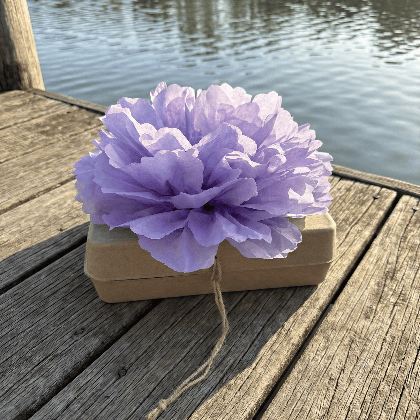 Pachamama Honoring Kit: Biodegradable Urn with Lilac Tissue Paper Flower Biodegradable urns Pachamama Tributes