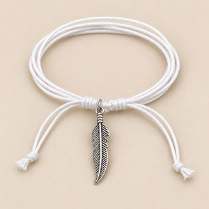 Ash Scattering Ceremony Bracelet | White Cord with Feather Charm | Single or Set of 4, 6, 10 Ceremony accessories Pachamama Tributes