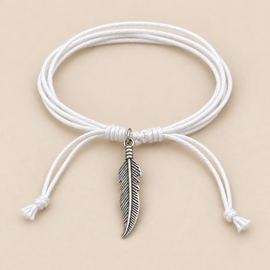 Ash Scattering Ceremony Bracelet | White Cord with Feather Charm | Single or Set of 4, 6, 10 Ceremony accessories Pachamama Tributes