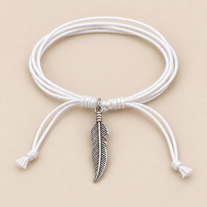 Ash Scattering Ceremony Bracelet | White Cord with Feather Charm | Single or Set of 4, 6, 10 Ceremony accessories Pachamama Tributes