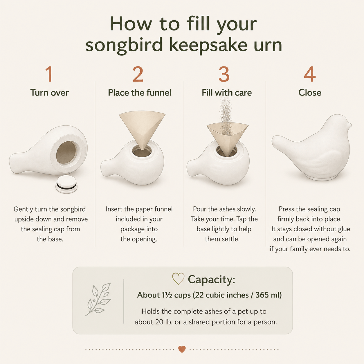 Songbird Keepsake Cremation Urn for Ashes | Matte White Bird Sculpture | Modern Home Memorial Keepsake urns Pachamama Tributes