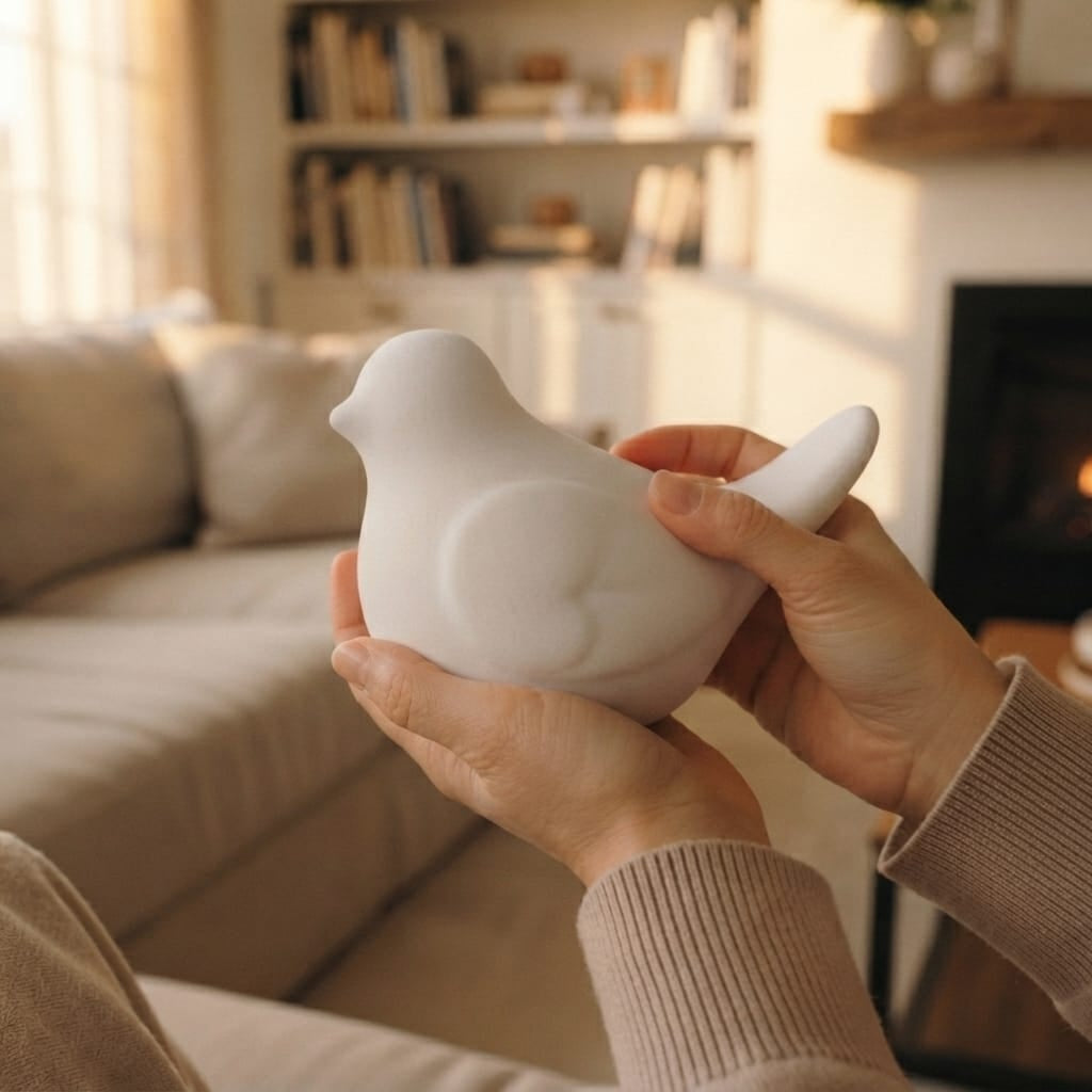 Songbird Keepsake Cremation Urn for Ashes | Matte White Bird Sculpture | Modern Home Memorial Keepsake urns Pachamama Tributes