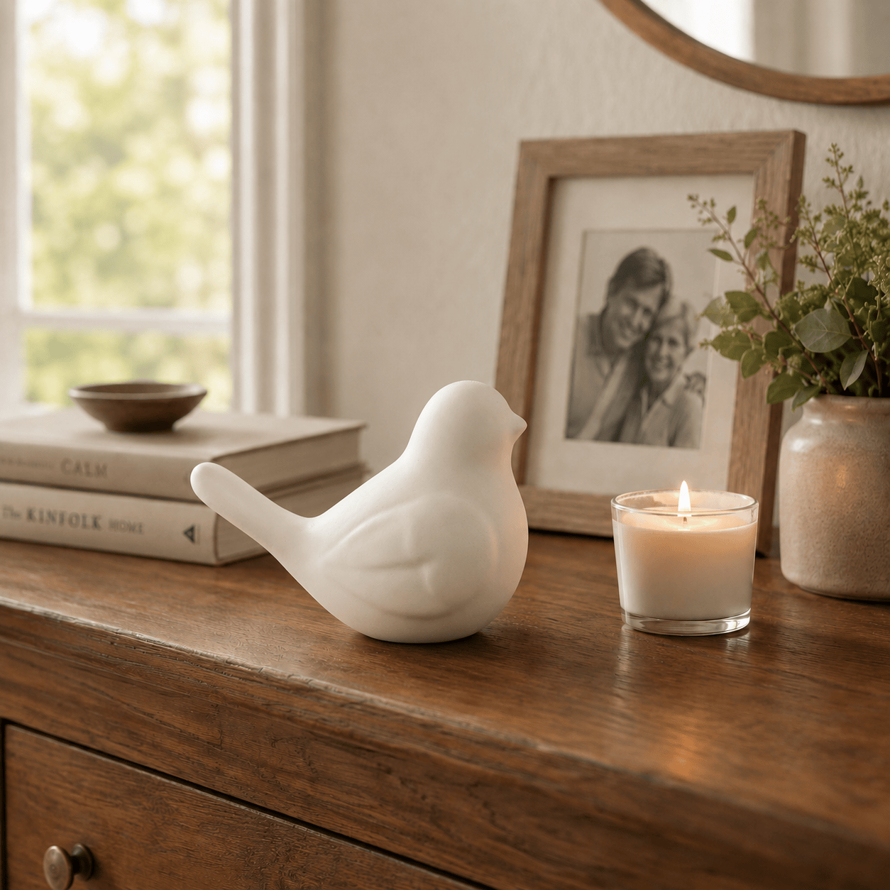 Songbird Keepsake Cremation Urn for Ashes | Matte White Bird Sculpture | Modern Home Memorial Keepsake urns Pachamama Tributes