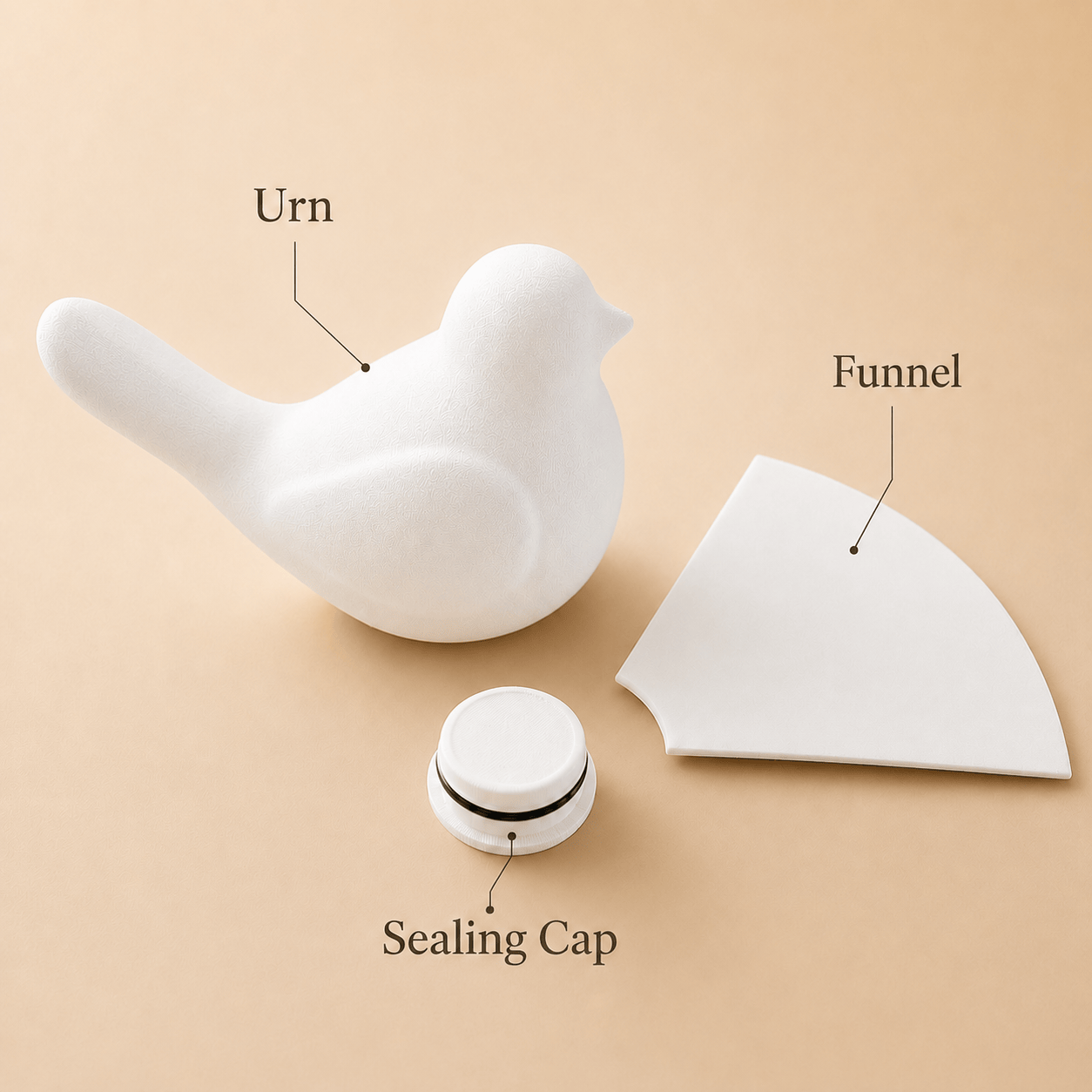Songbird Keepsake Cremation Urn for Ashes | Matte White Bird Sculpture | Modern Home Memorial Keepsake urns Pachamama Tributes