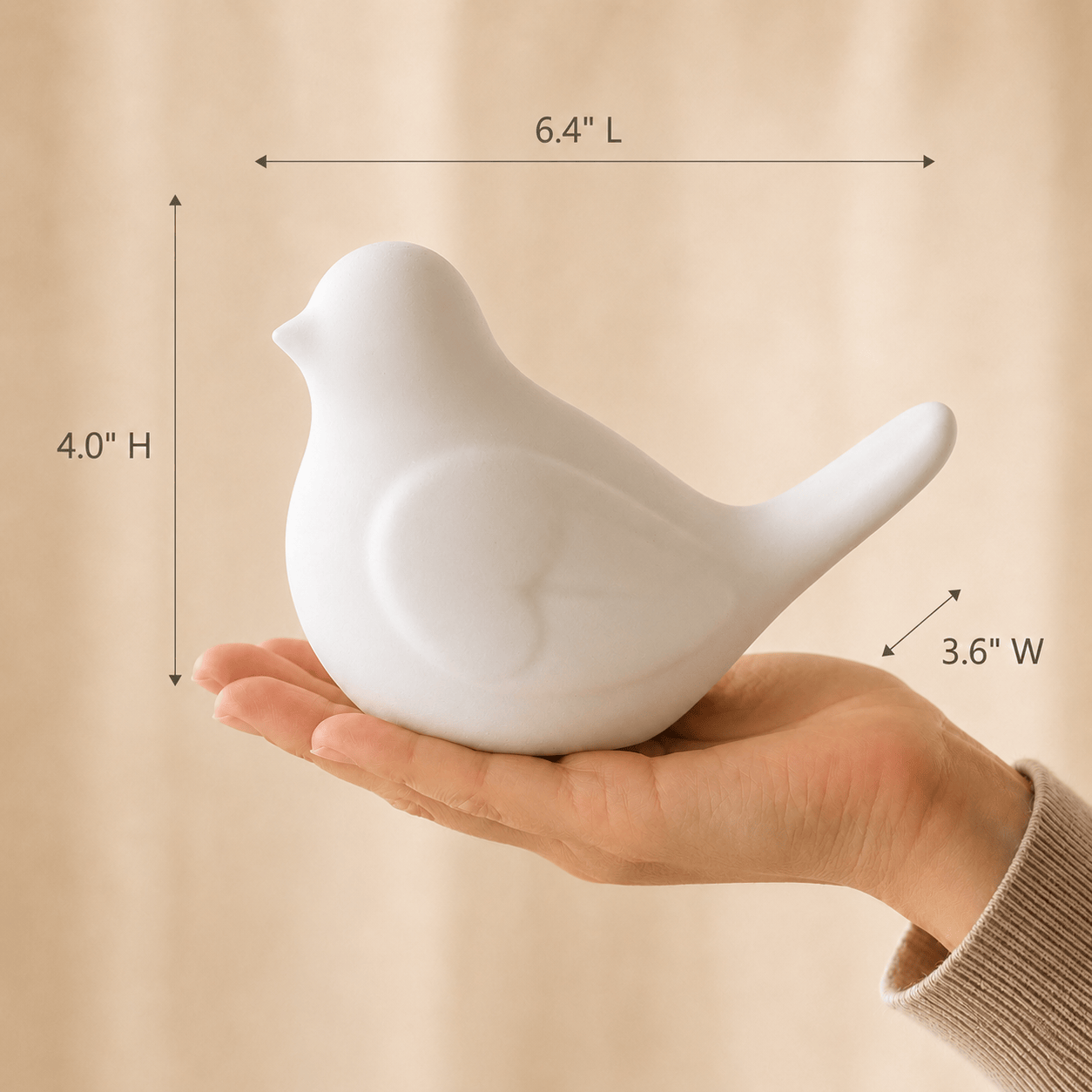 Songbird Keepsake Cremation Urn for Ashes | Matte White Bird Sculpture | Modern Home Memorial Keepsake urns Pachamama Tributes