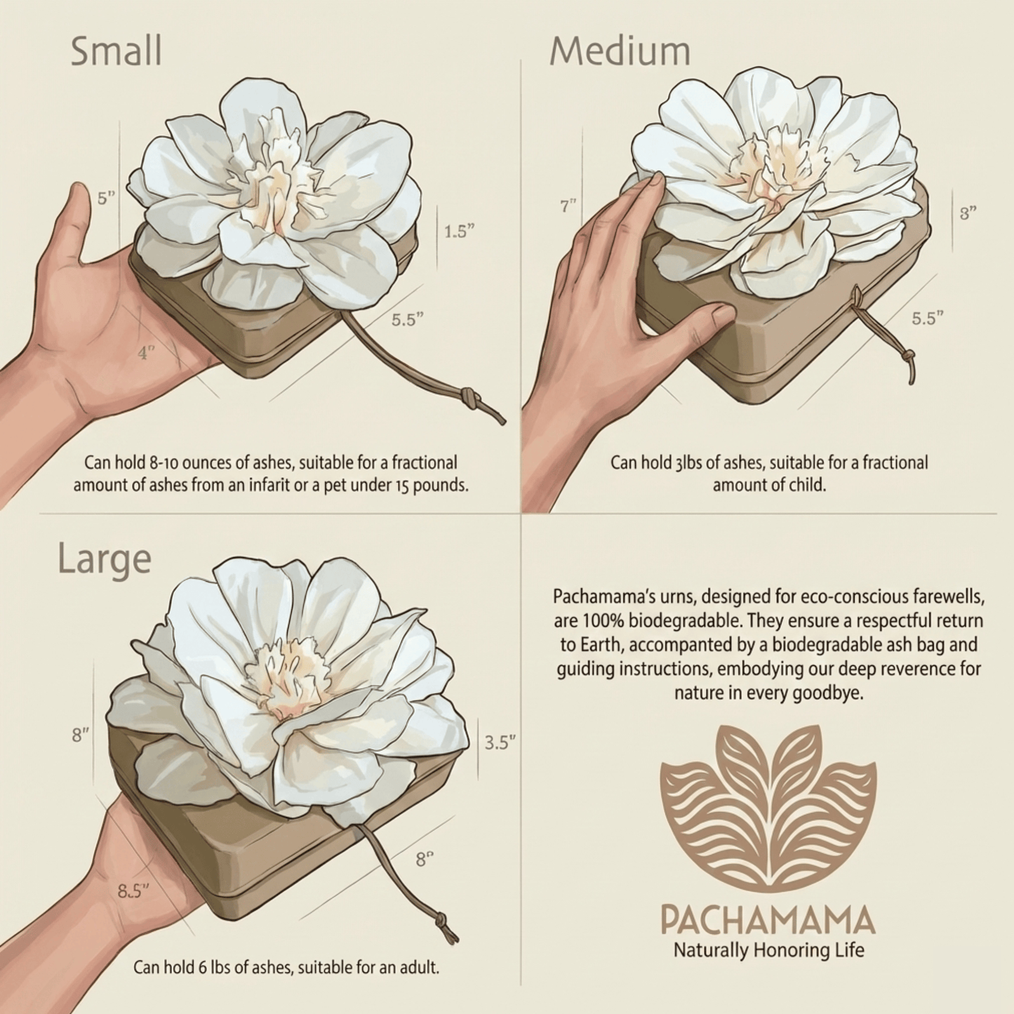 Pachamama Biodegradable Urns with Assorted Tissue Paper Flowers: Honor and Embrace Nature Pachamama Tributes