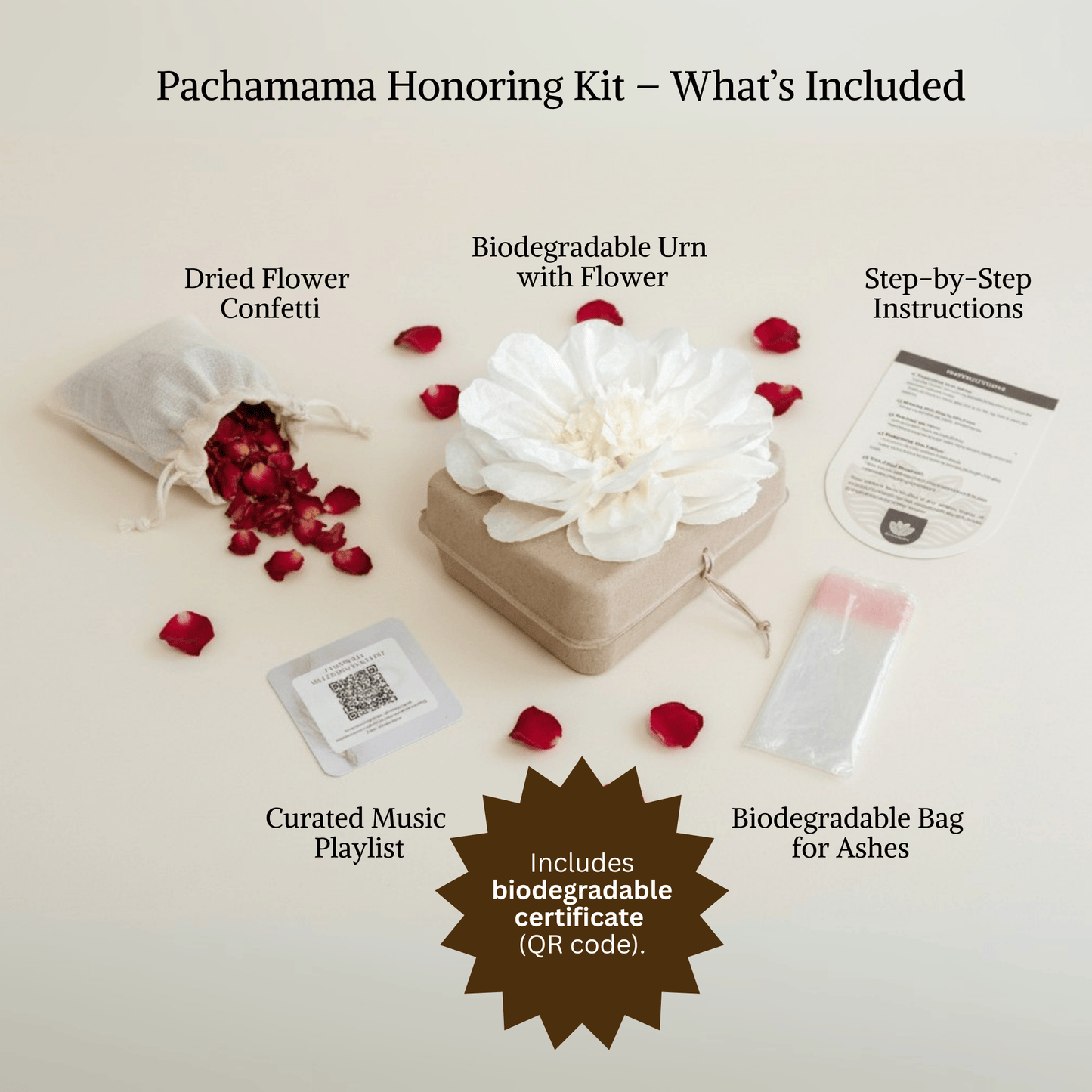 Pachamama Biodegradable Urns with Assorted Tissue Paper Flowers: Honor and Embrace Nature Pachamama Tributes