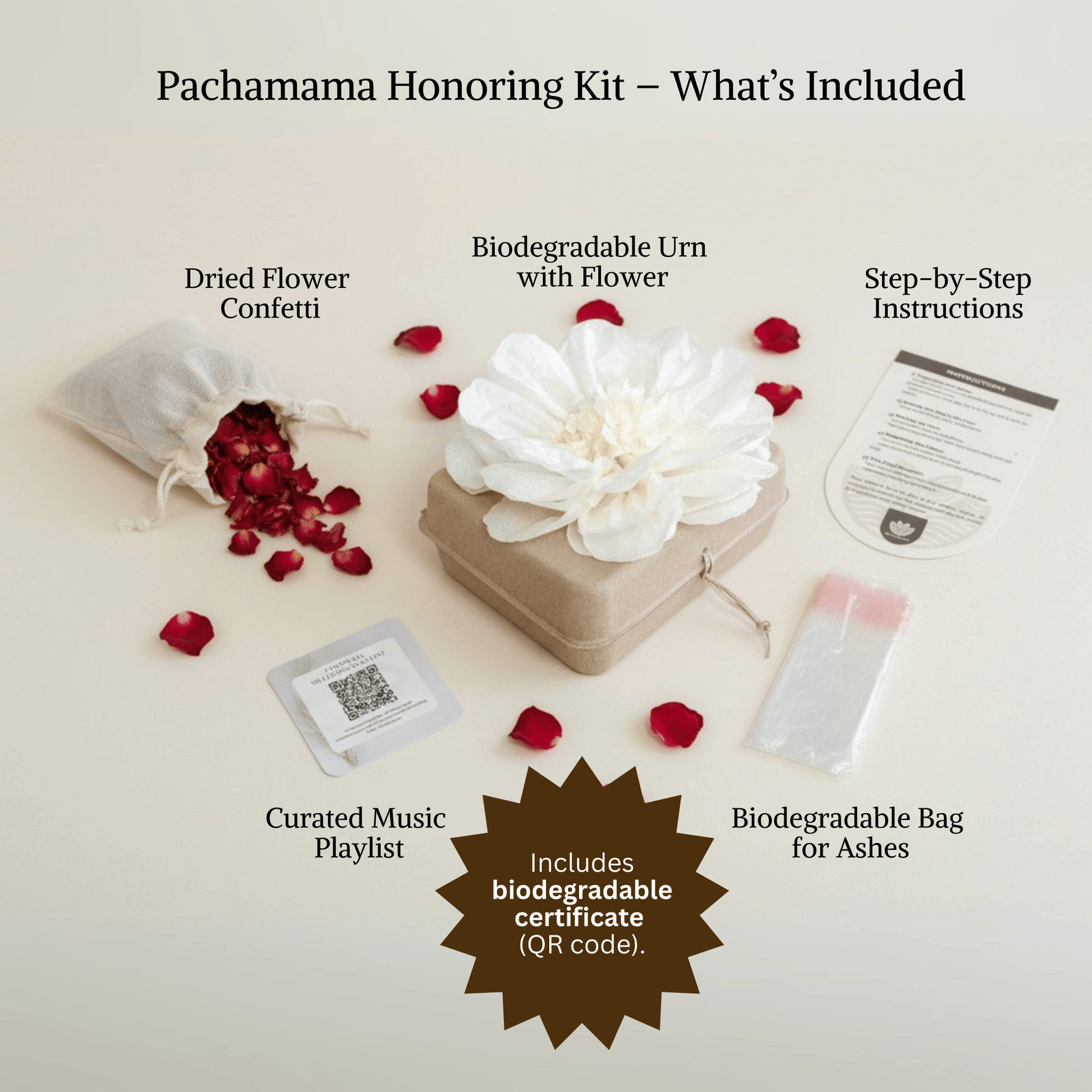 Pachamama Biodegradable Urns with Assorted Tissue Paper Flowers: Honor and Embrace Nature Pachamama Tributes